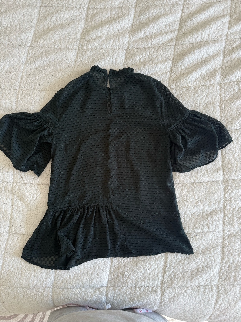 H&M Green Ruffled High-Neck Puff Sleeve Tunic - Picture 4 of 7